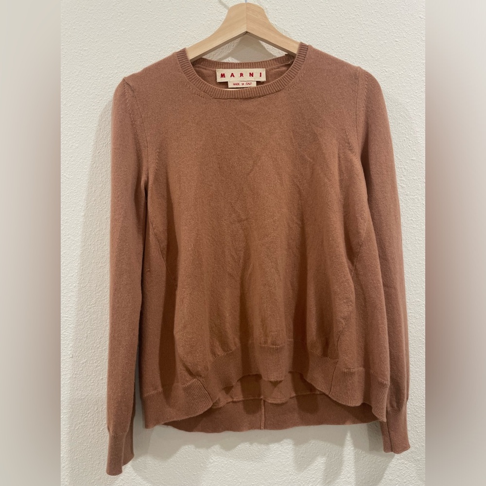 Marni Brown Sweater 100% Cashmere Crewneck Size 40